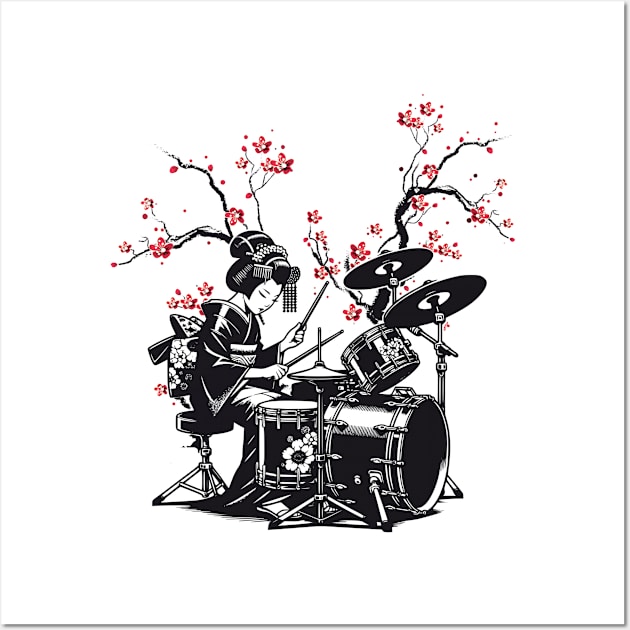 Drumming Japanese Geisha Wall Art by susanne.haewss@googlemail.com